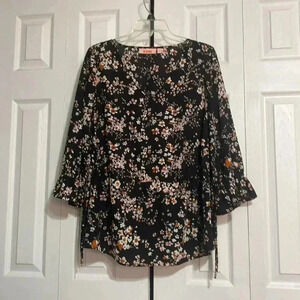 Evri black floral blouse top shirt size 0X